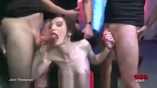 Horny slut gets covered in big amounts