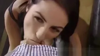 Naughty teen slut sucking older British dude's cock