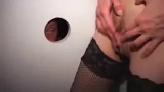 Stockinged real amateur sucks on dick