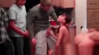 Nasty college girls fucked hardcore in gangbang