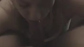 Curvy amateur brunette sucks cock POV