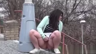 Girls hidden behind walls to take a piss