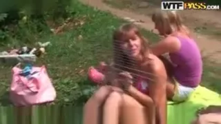 Hot teen babes go crazy sucking