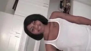 Choco teen gets naked and plays with pussy