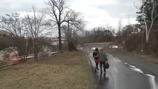 Mary Rouge waits in a public park to find a horny male to