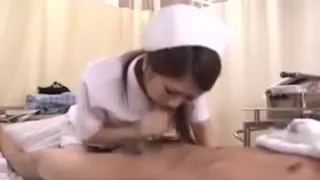 Naughty Asian nurse delivers a nice blowjob and takes a har