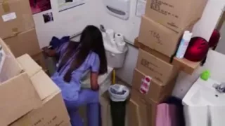 Amateur girl stuffs pussy for money at pawn shop