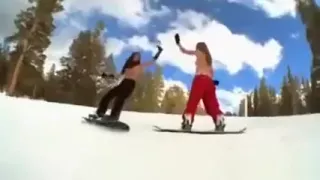 Hot Naked Snowboarders