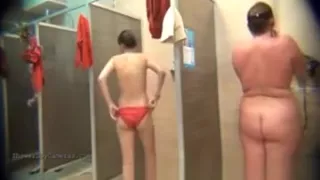 Women caught on a spy camera in a shower