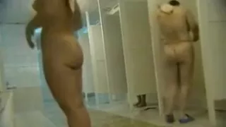 Spying female intimacy in a public shower