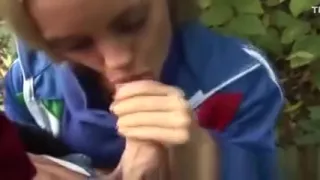 Public blonde amateur takes cock