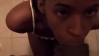 Ebony small tits girlfriend amateur suck dick pov