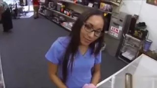 Desperate nurse pawns her pussy n fucked at the pawnshop