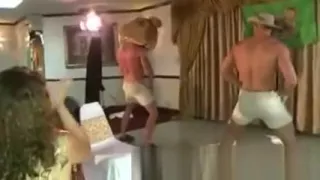 CFNM party girls watch two male strippers at CFNM show