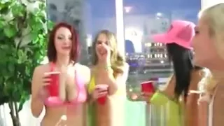 Teen rave girls party outdoors