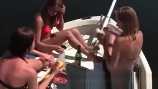 3 hot teen lesbians fuck and party on pier