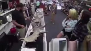 Amateur lesbians want cash at pawn shop, will fuck to get it