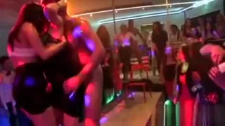 Flirty girls get entirely fierce and naked at hardcore party