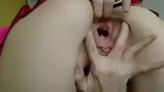 she shows her cute gaping pussy