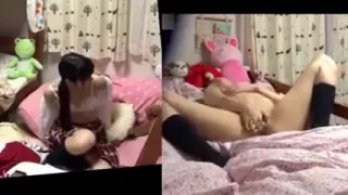 Schoolgirls in different shots with one who fingers her hun