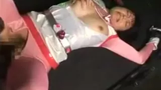 Babe in pink tights gets her crotch ripped so they can fing