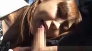 Mature asian milf in car sucking dick