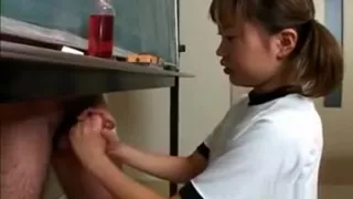 Japanese cutie Itsuki Wakana wanks a hard dick uncensored