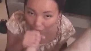 Amateur asian doing blowjob with lust