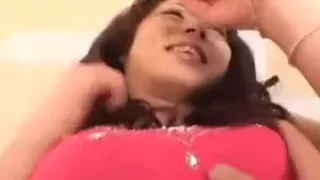 Sweet Asian babe with perky tits releases her juices and su