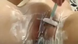 Cute Blonde Pussy Shaving Closeup