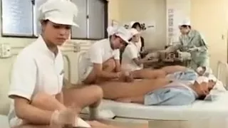 Japanese Nurses Get Slick Hairy Twats Fucked In Group Sex