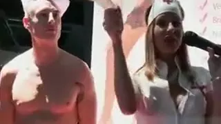 Hot Brunette Nurse Is Stripping