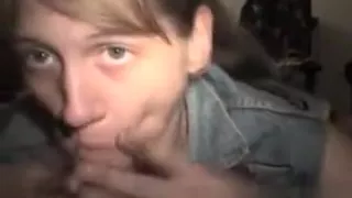 Blonde Crack Whore In A Jean Vest Sucking Dick Pov