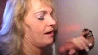 Wild Blonde Amateur Sucking Dick Through A Glory Hole