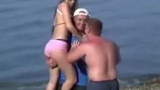 Voyeur Films Blowjob On The Beach