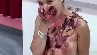 Amateur Teen Kim Plays With Cake