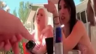 Crazy Babes Having A Pole Sex Party With Drinks