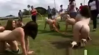 College Girls Paraded Around On Field During Hazing Party