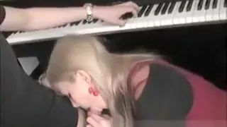 cute french girlfriend  sucking cock on piano