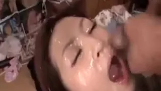 Asian Tramp Gets A Facial And Mouth Jizzed In Close-up