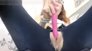 Hot Slut Dildos Pussy Through Jeans 1