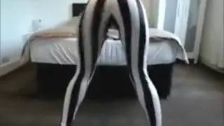 Super fine black chick playing twister