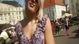 Amateur blondie Czech girl pounded in public market