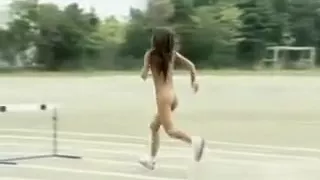 Asian amateur in nude track and field