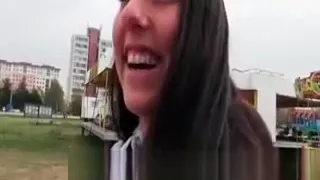 Nasty brunette pickup whore sucks cock