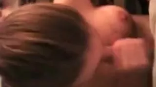 Hot brunette girlfriend blows stiff rod