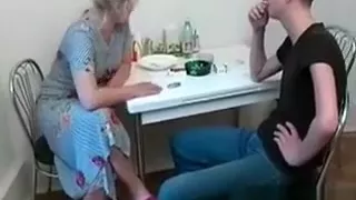 Horny mature blonde slut bends over gets