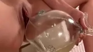 Blonde teen in panty piss