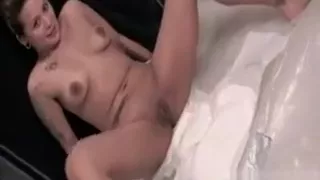 Bitchy kinky teen taking warm pee on a diaper