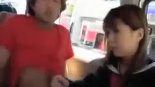 Horny Japanese Giving Blowjob On Knees